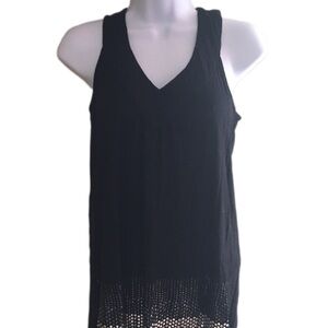 Black Sleeveless Top with Mesh Detail